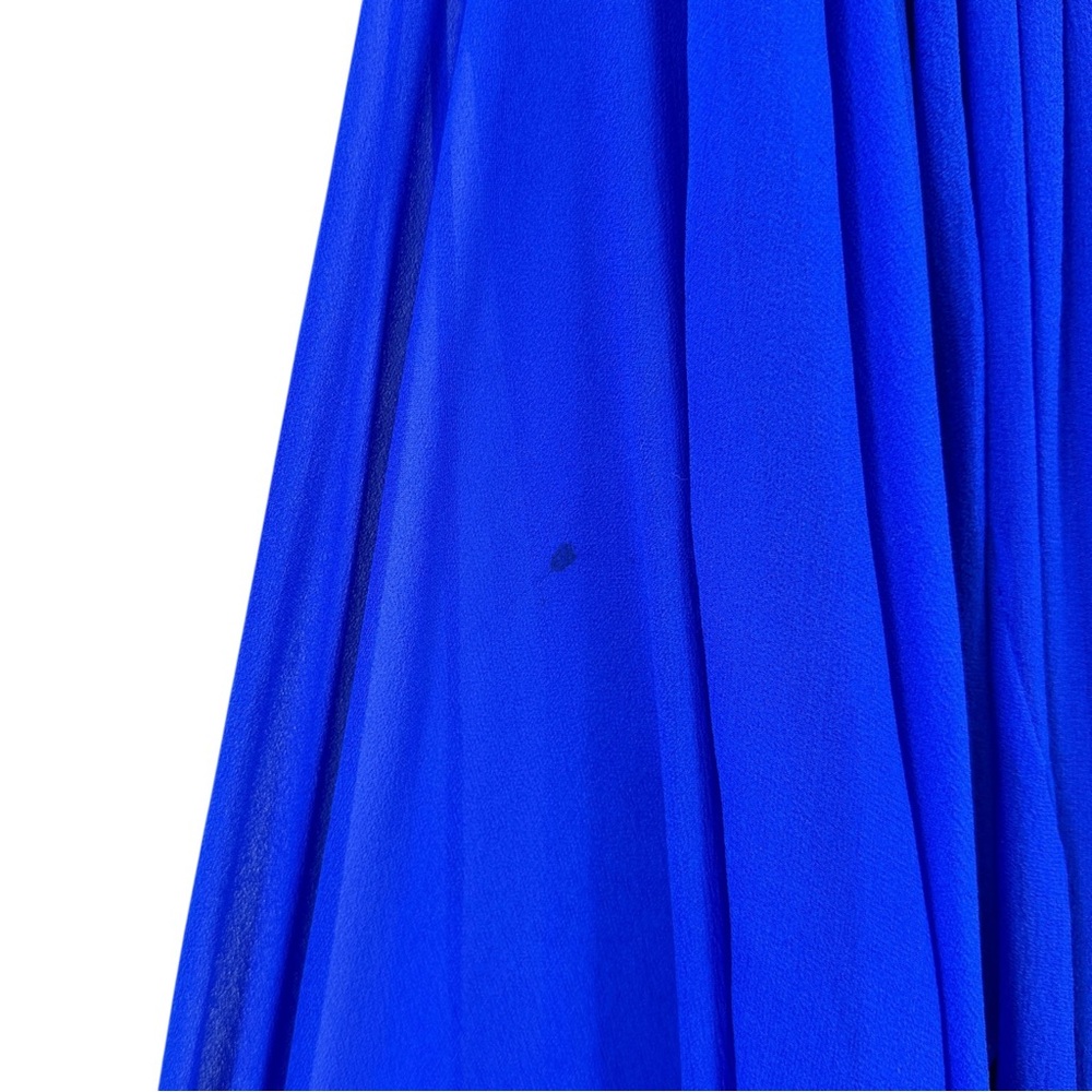Vintage Caché Royal Blue 100% Silk Chiffon High Low Evening Maxi Dress Gown - Picture 8 of 10